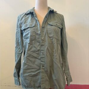 Madewell  Button Down Up Collared Shirt Blouse Top Cotton Army Sage Green M